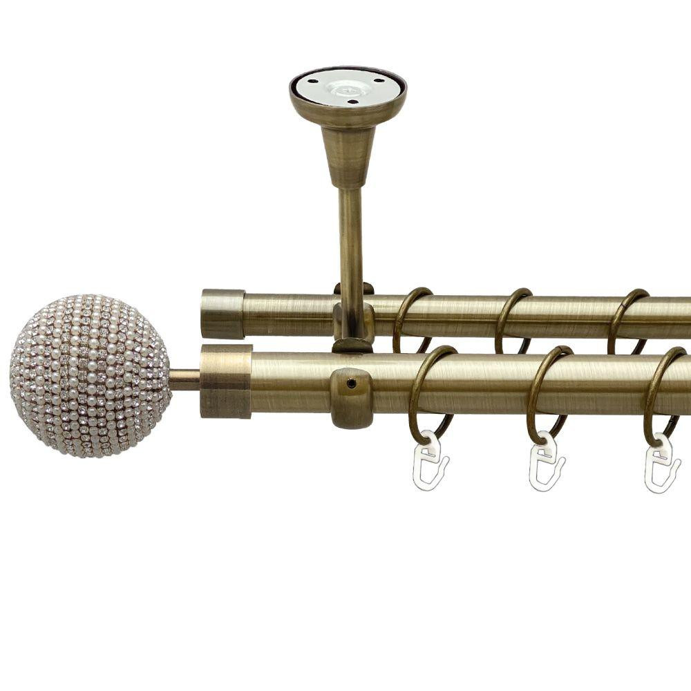 Карниз Orvit Карера металевий дворядний відкритий до стелі гладка труба кільце металеве Антик 25\19 мм 160 см (00-00021919) Львів - фото 1