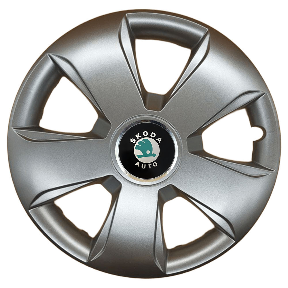 Автомобільні модельні ковпаки R13 Skoda (зелена) 102 4шт, SJS, сріблясті Київ - фото 1