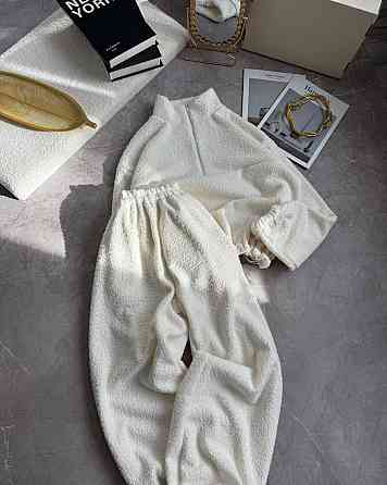 Женский теплый повседневный костюм двойка барашек на велюре Одесса