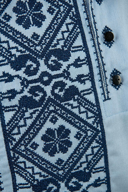 Вишиванка для хлопчиків, блакитна лляна топ Київ - фото 4