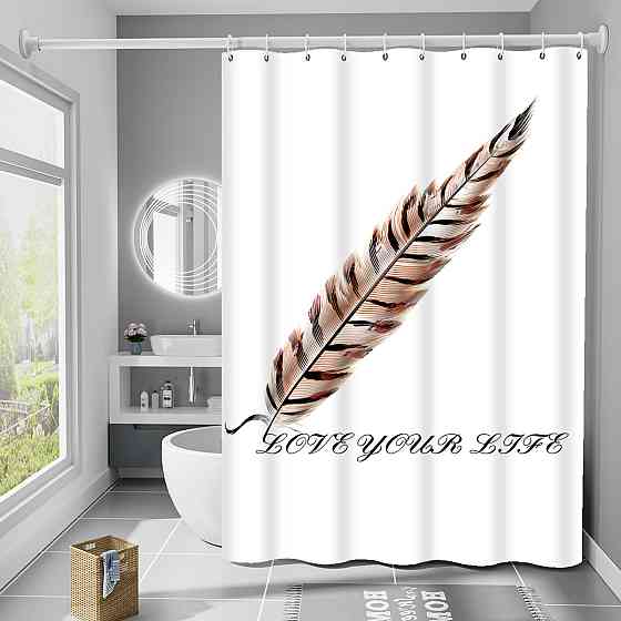 Шторка для ванны из полиэстера водонепроницаемая Bathlux 180x180 см с кольцами, занавеска для ванной комнаты Каменец-Подольский