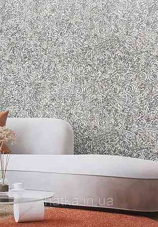 Шпалери вінілові на флізеліні гарячого тиснення DU&KA 1.06х10 вензель основа під штукатурку сірі коричневі Київ