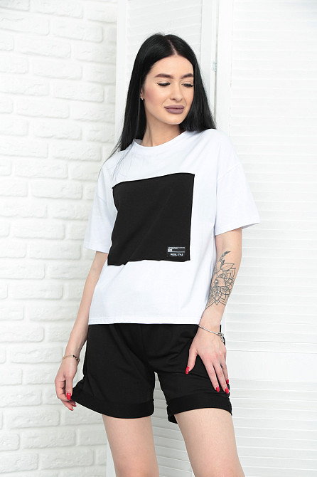 Двокольоровий костюм з шортами "Numb" оптом | Норма | Розпродаж моделі Чорний, 42-44 Київ - фото 3