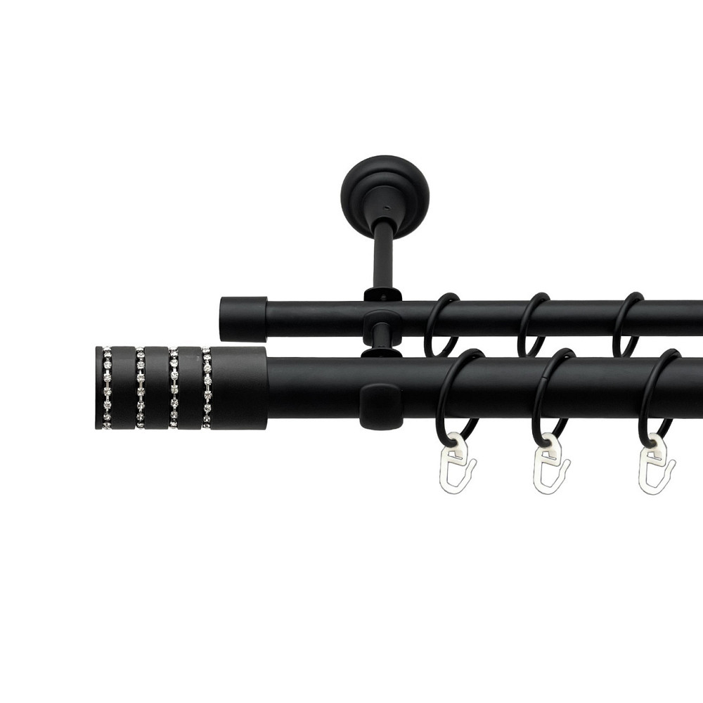 Карниз Orvit Барамелла металевий дворядний відкритий гладка труба кільце металеве Чорний Оксамит 25\16 мм 200 Львов - изображение 1