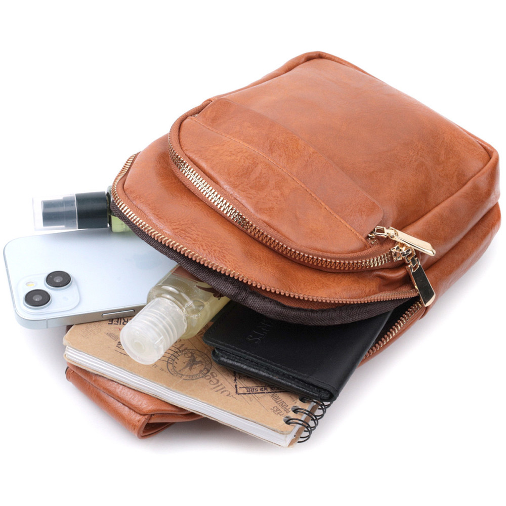 Невелика жіноча сумка з однією лямкою через плече з гладкої екошкіри Vintage 22767 Рудий Київ - фото 8