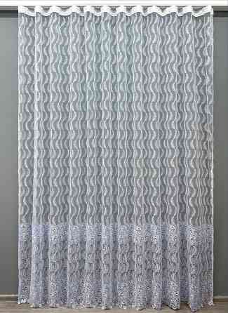 Тюль VR-Textil 1683т Органза с вышивкой Голубой с белым 300х270 см (42-0731) Киев