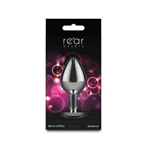 Анальна пробка NS Novelties Rear Assets — Silver — Medium — Pink Gem Sex Aura Київ