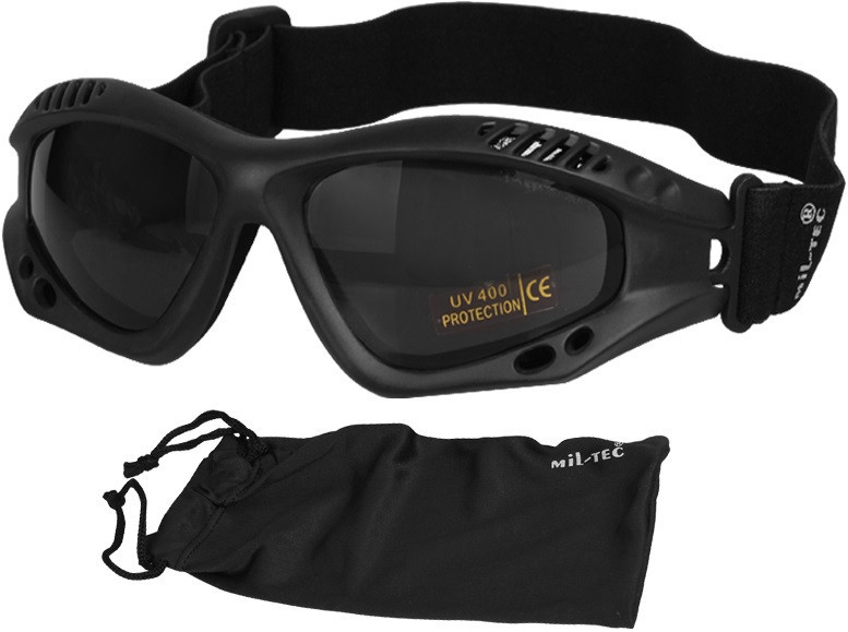 Тактичні Окуляри затемнені з гумкою та чохлом Mil-Tec від Sturm "Commando" (15615302) Black Нововолинськ - фото 1