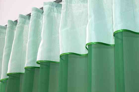 Кухонная занавеска VR-Textil № 047к зеленый с белым 280х170 см (50-972) Киев