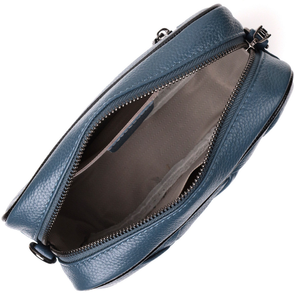 Шкіряна сумка з палітурками для стильних жінок Vintage 22408 Синя Київ - фото 6