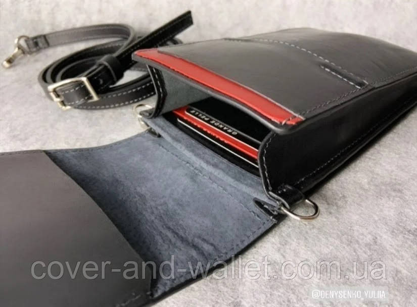 Маленькая мужская вертикальная сумка кошелек через плечо Grande Pelle Киев - изображение 7