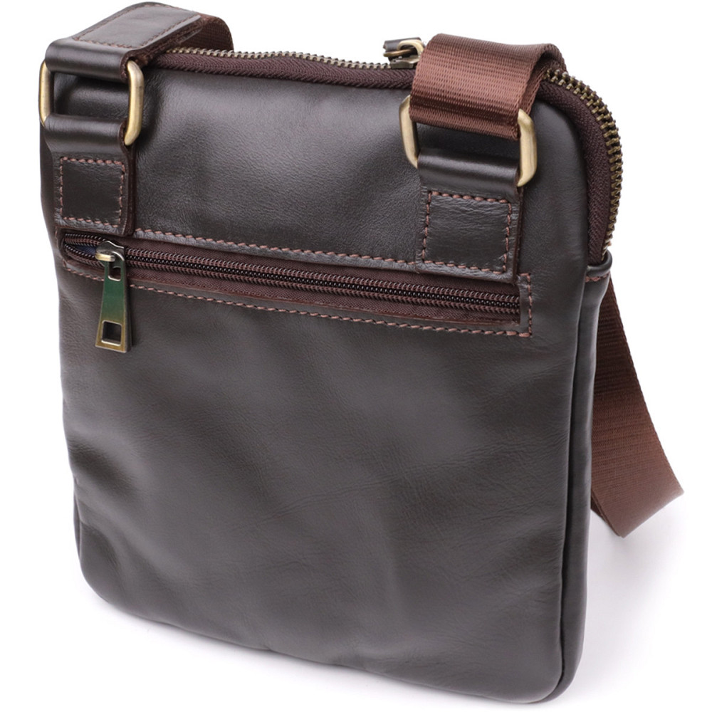 Елегантна чоловіча сумка з гладкої натуральної шкіри Коричневий (SHVIGEL) Київ - фото 6