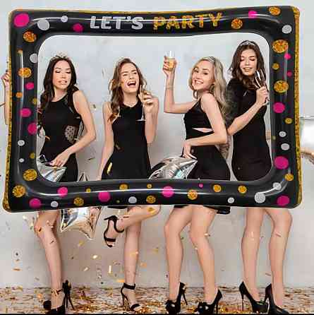 Надувная фоторамка для вечеринки реквизит для селфи декорация к празднику 78 на 65 см чёрная Киев