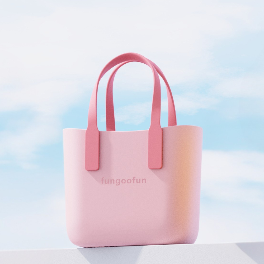 Сумка жіноча шопер силіконова на плече водонепроникна сумочка з підкладкою на блискавці Fungoofun, рожева Кам'янець-Подільський - фото 1