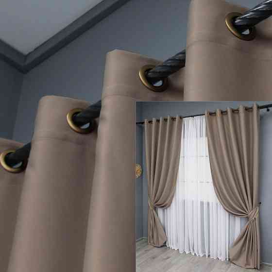 Комплект штор на люверсах VR-Textil Midnight № 1674ш 150х270 см 2 шт Капучино (37-0210) Київ