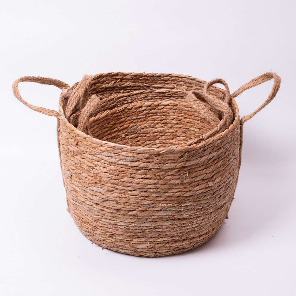 Універсальні плетені корзини для зберігання 3 шт, коричневі Київ - фото 1