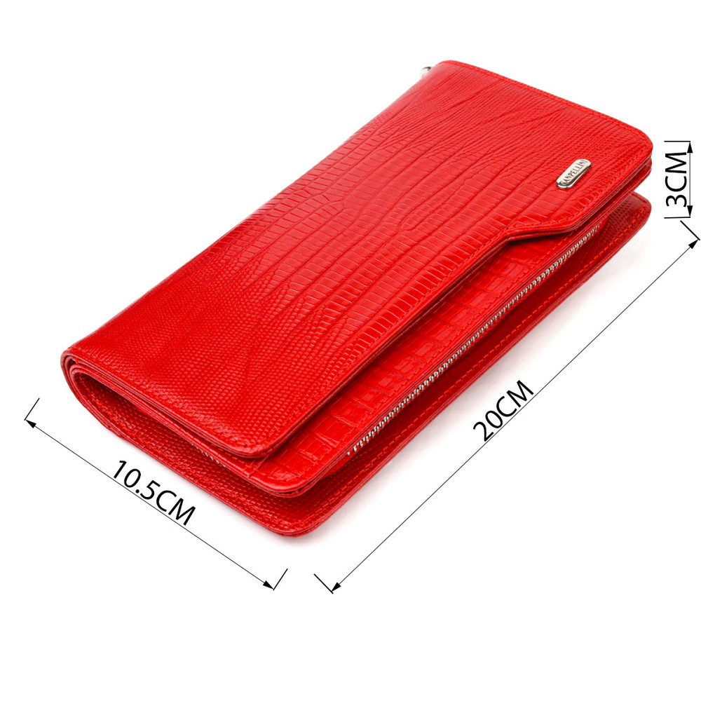 Женское портмоне клатч из натуральной кожи Красное (CANPELLINI) Киев - изображение 7