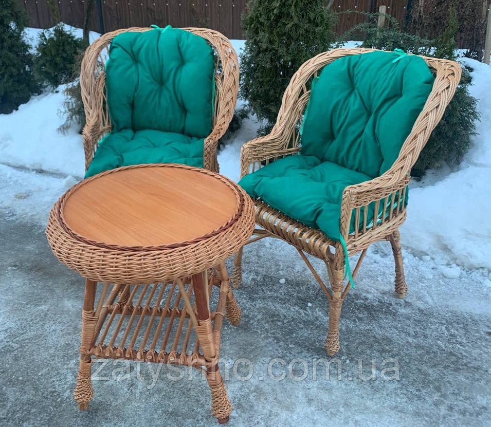 Набор плетеный из лозы с накидками, зеленый Киев - изображение 2