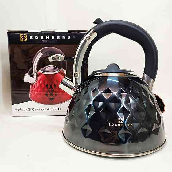 Чайник на плиту со свистком нержавейка Edenberg, Чайник для газовой плиты 3 л литра OS-55 Львов