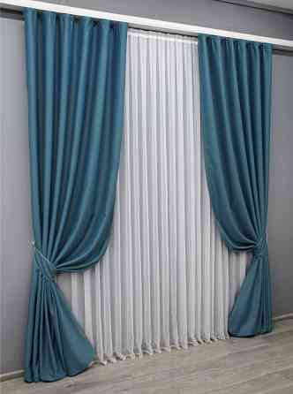 Комплект готових штор VR-Textil Блекаут Midnight № 1675ш Синій 200х290 см 2 шт (32-157) Київ