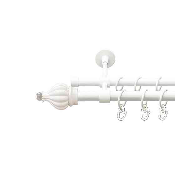 Карниз Orvit Таджа-Кристал металевий дворядний закритий гладка труба кільце металеве Арктіс 19\16 мм 300 см Львов