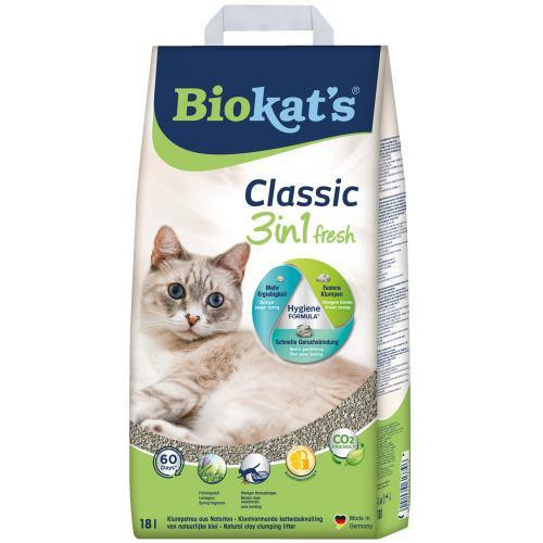 Наполнитель Biokats Classic Fresh 3in1 для кошачьего туалета, бентонитовый, 18 л Киев - изображение 1