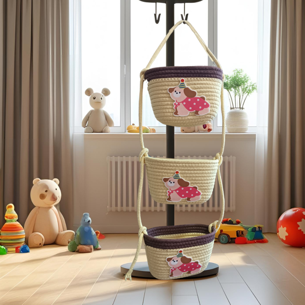 Навесной органайзер для детей | Плетеная корзина для хранения игрушек, аксессуаров в детскую комнату, Собака Каменец-Подольский - изображение 2