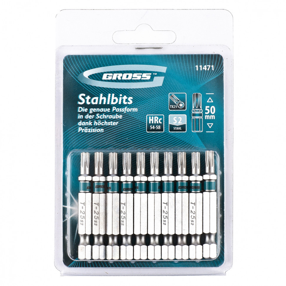 Набір біт TORX 25х50, сталь S2, 10 шт GROSS Полтава - фото 1
