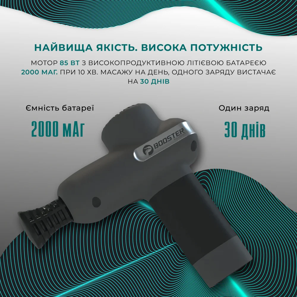Перкусійний масажний пістолет Booster Lightsaber Mini (6 насадок) Вінниця - фото 9