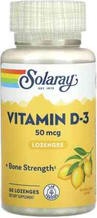 Вітамін D-3 Solaray Vitamin D-3 50 мкг 60 леденцов лимон Київ