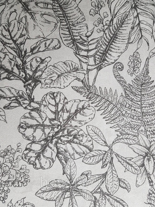 Шпалери флізелінові eco Decoprint Essentials EE22547 різні тропічні листя чорні на білому Київ - фото 2