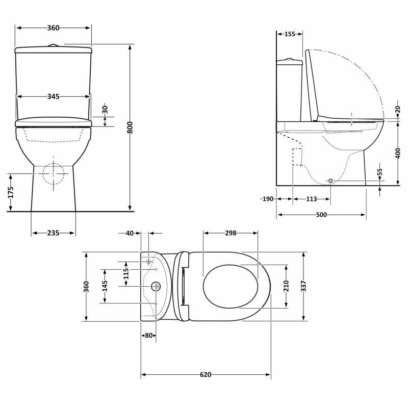 Унитаз напольный Qtap Stork Ultra Quiet 630×350×805 мм с сиденьем Soft-close, White QTSTO27W49260 Киев - изображение 2