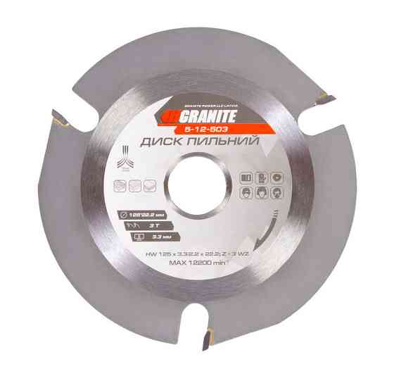 Диск пильный GRANITE для дерева с твердосплавными напайками 125х22.2х3Т 12200 об/мин 5-12-503 Ровно