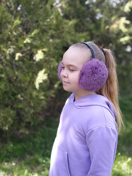 Хутряні навушники дитячі з кролика Темно Фіолетовий Харків - фото 1