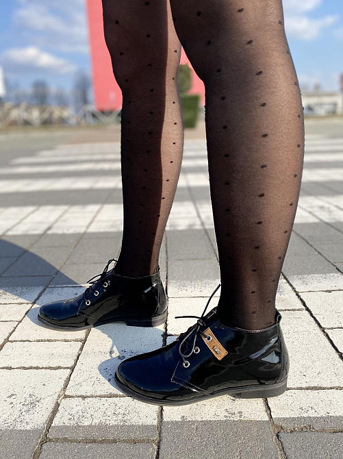 Женские ботинки YDG черные натуральная кожа лак 36-37р (2347) Коломия - фото 8