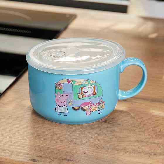 Yiwu Миска для локшини порцелянова 770 мл із герметичною кришкою, блакитна HP-15-15 Київ