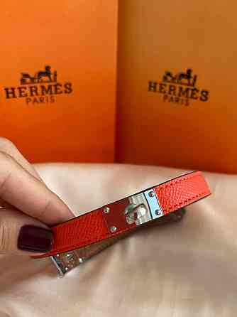 Кожаный браслет Hermes на два оборота оранжевый | Наматывающийся браслет на руку | Браслет Hermes Одесса