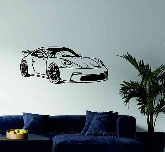 Декоративне настінне Панно «Авто Порш», Декор на стіну 70*29 см, Чорний Київ