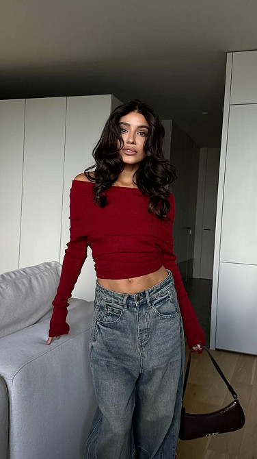 Женская базовая кофта с открытыми плечами турецкий рубчик Одесса - изображение 1