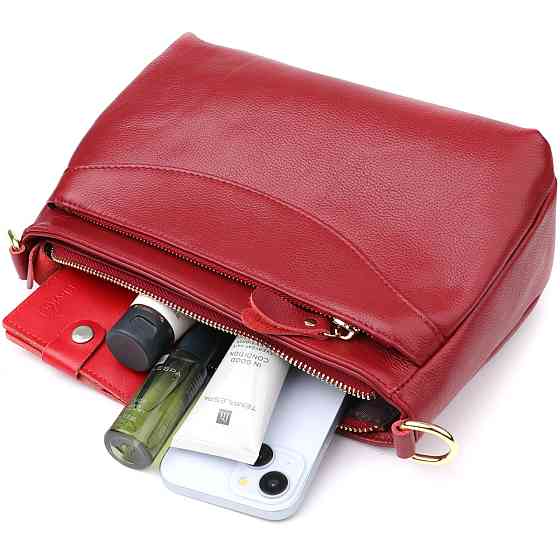 Сумка жіноча з твердим дном з натуральної шкіри Червоний (Vintage) Київ