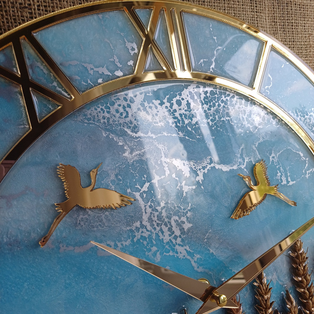 Годинник настінний 40 см з епоксидної смоли ручної роботи Дніпро - фото 4