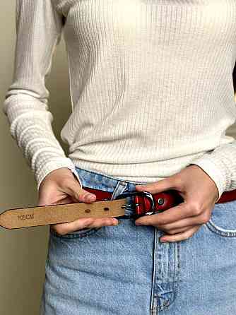 Кожаный красный ремень Киев