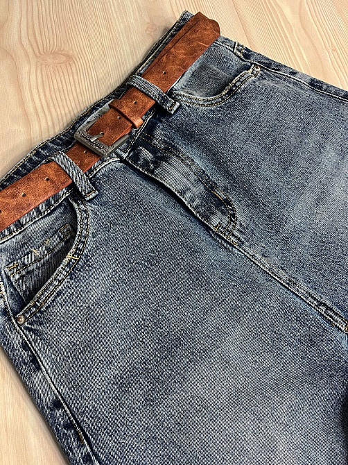 Юбка женская джинсовая ZJY 67001 прямой крой длина ниже колена разрез спереди стрейчевая коричневый ремень синяя, синий, З6, 36, 96 см, 118 см Киев - изображение 16