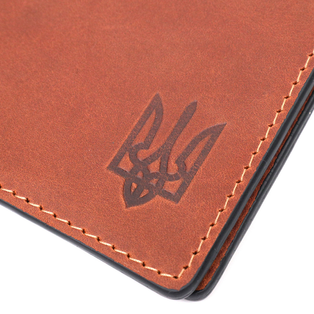 Шкіряна обкладинка на посвідчення учасника бойових дій GRANDE PELLE 11663 Коричневий Київ - фото 5