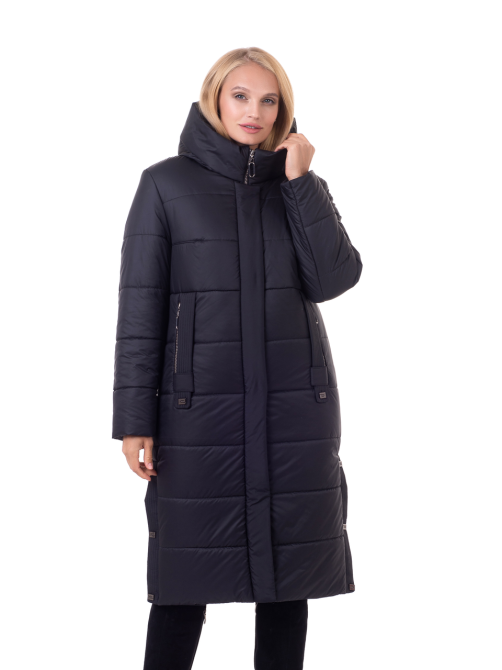 Пуховик длинный женский зимний без меха чёрный Киев - изображение 1