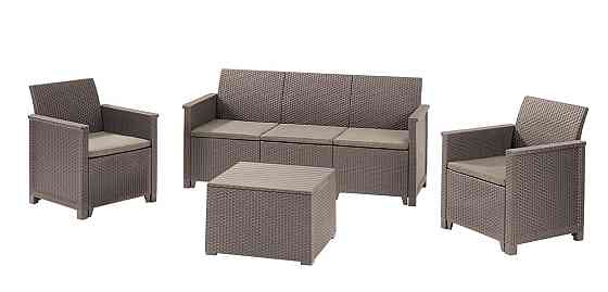Комплект садой мебели Keter Emma 3 seater set, стол-сундук, бежевый Киев