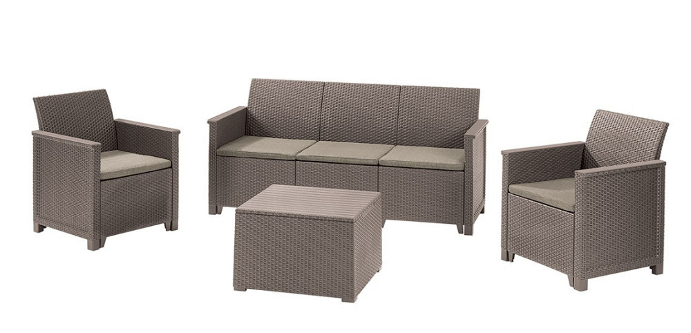 Комплект садових меблів Keter Emma 3 seater set, стіл-скриня, бежевий Київ - фото 1