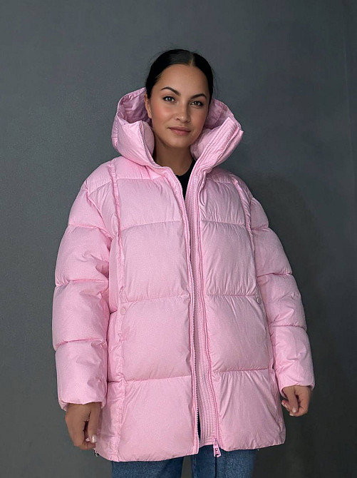 Куртка женская Lady Yep 10036 парка пуфер оверсайз с капюшоном розовая, розовый, 42 Киев - изображение 11