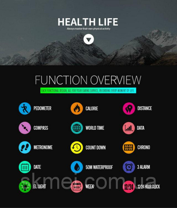 Cпортивные часы Skmei 1356 Compass с компасом тактические ударопрочные (Черный) Винница - изображение 8