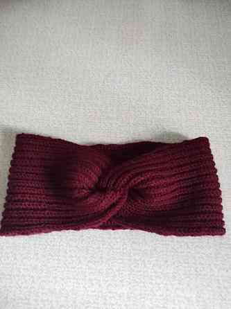 Пов'язка на голову в'язана жіноча, бордова топ Київ
